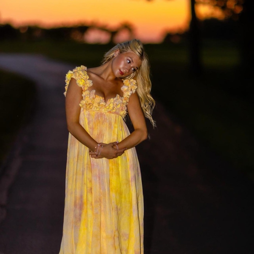 Anthropologie Yellow Floral Maxi Dress
